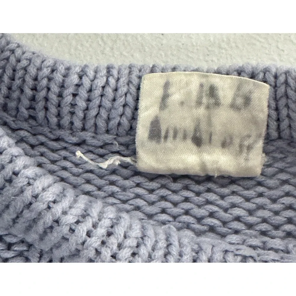 Vintage Purple Cable Knit Sweater Floral Embroidered Cottagecore S/M Grannycore